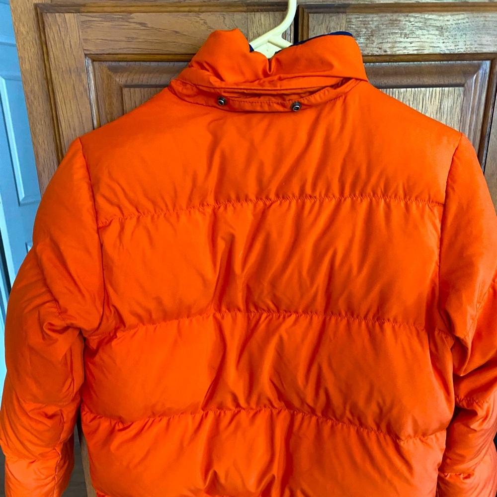 Polo by Ralph Lauren Orange Puffer Jacket High Collar Quilted Design
